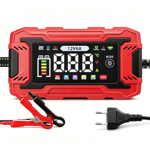 Chargeur de <span class=keywords><strong>batterie</strong></span> de <span class=keywords><strong>moto</strong></span> 12V6A, écran tactile, moniteur de tension et de courant en temps réel, chargeur de <span class=keywords><strong>batterie</strong></span> au plomb-acide 12V, prise EU - Product Image 1