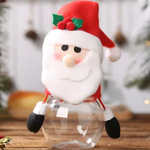 Sésame Père Noël Bonbons Réservoir Cadeaux De Noël Dessin Animé Vieil Homme Snacks Titulaire Tissu Couvercle En Plastique Bonbons Pot