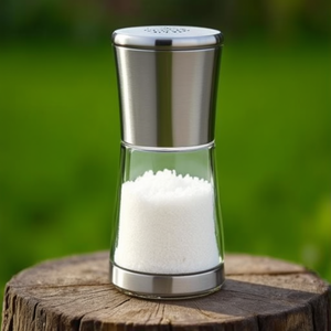 Moulin à sel et à poivre Bisetti 13 cm en verre, mécanisme poussoir-tiroir naturel, sans électricité, la gamme Spice Line - Product Image 3