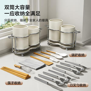 Soporte para palillos con base redonda, escurridor de cocina multiusos para almacenamiento de cubiertos KT-0031-SR - Product Image 5