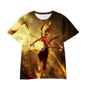 220g tejido <span class=keywords><strong>COS</strong></span> divertida camiseta 3D impreso Nezha Devil Child Spirit Beads nueva película dibujos animados manga corta ajuste suelto 100% poliéster - Product Image 2