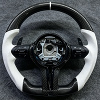 Volant de voiture en cuir blanc et fibre de carbone, compatible avec BMW X5 F15 F20 F10 F30 F32 F36 F60 M4 F80 F82 E90 E91 E60