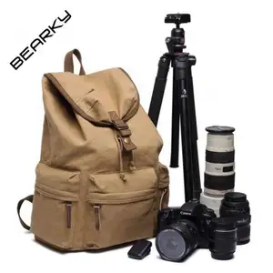 Best trading products high quality Large SLR Deluxe Camera Canvas Leather Backpack Bag