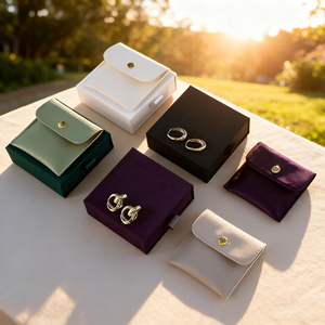 Wholesale Luxury Vintage Square Jewelry Pouch Accessories Packaging for Necklaces Bracelets <b>Earrings</b> Pendants Rectangle Style - Product Image 1