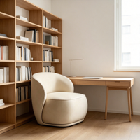 Fauteuil Chesterfield sans accoudoirs de style nordique moderne Kurui Home, design carré, pieds en bois, revêtement en cuir écologique, dossier solide, pour salon