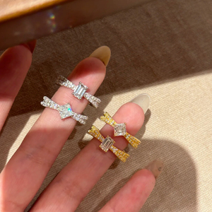 Anillos de plata de ley 925, anillo ajustable con estrellas de mar, joyería de plata 925 chapada en oro, conjunto - Product Image 1