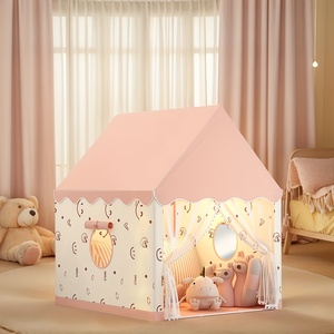 Casa de juegos de cara alegre rosa para niños, exquisita tienda de Castillo de cuento de hadas de princesa, casa de juegos para niños para interiores y exteriores - Product Image 2
