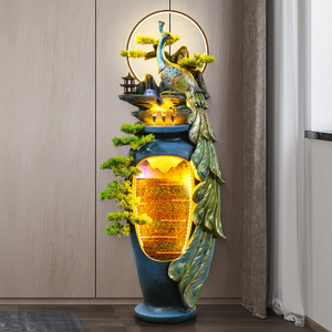 Fuente de agua con diseño de pavo real Quanfangyuan con retroiluminación eléctrica, forma irregular, para decoración de sala de estar, entrada, oficina en casa. - Product Image 4