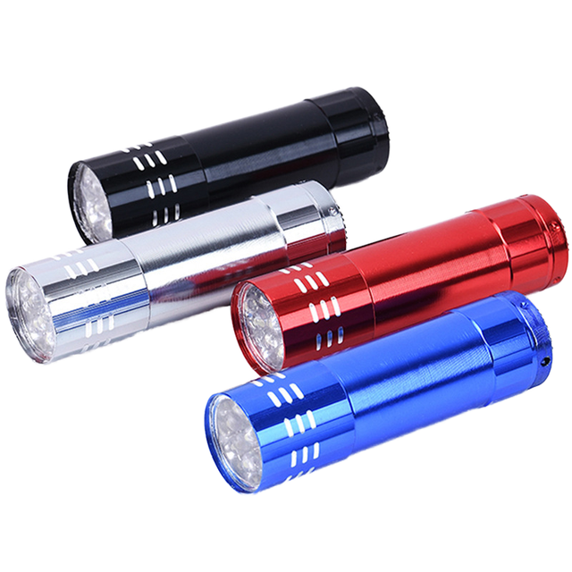 Portable Mini 9 LED Tactical Flashlight Super Bright Aluminum Body Pocket Torch Powerful Small Lamp