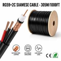 Cable Coaxial Siamés Premium RG59+2C de 0.81mm con 96 Hilos CCA para Seguridad CCTV y Video