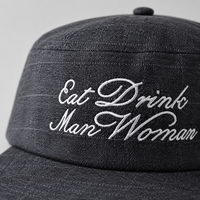 Casquette Snapback Unisexe en Coton Noir à Carreaux, Visière Plate, Broderie 3D 'Eat Drink', 5 Panneaux, Réglable, Style Hip Hop