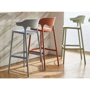 Plastic Bar Chair High <strong>Stools</strong> <strong>for</strong> Home Hotel Outdoor <strong>Garden</strong> Chairs with Backrest Durable Stackable Restaurant Cafe Chair - Product Image 5