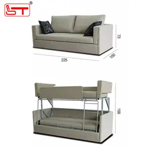 Living Room Furniture Sofa Cum Bunk Bed Metal Folding Frame Convertible Sofa To Bed Transformer Mechanism