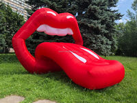 Grande sculpture gonflable de décoration extérieure de modèle de bouche, de lèvres, de dents et de langue à vendre