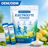 Poudre d'électrolytes 16 sachets 16g Saveur citron et lime naturelle Soutien hydratant Soutien énergétique pour femmes et hommes OEM ODM HALAL