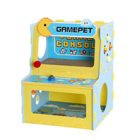 Maison pour chat interactive double couche style rétro, en PP, avec griffoir, pour chats d'intérieur, pour jouer et dormir toute l'année