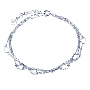 Hot Selling S925 Sterling <b>Silver</b> Rhodium Plated Zircon Claw Setting Triple Chain Connection <b>Charm</b> <b>Bracelet</b> Classic Multiple - Product Image 1