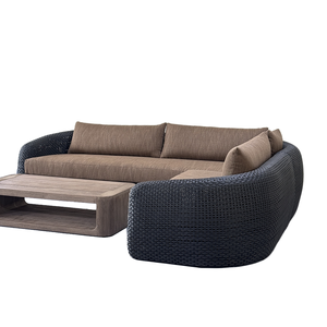 Muebles de exterior modulares en forma de L, marco de aluminio, sofá <span class=keywords><strong>seccional</strong></span> personalizable para jardín tejido de ratán PE - Product Image 3