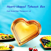 Hartvormige Wegwerp Sushi Doos Met Deksels Halen Sushi Dienblad Fruit Cake Dessert Drager Container Goud
