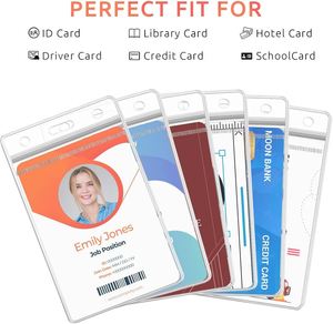 Porte-badges d'identification étanches personnalisés, porte-cartes d'identité en PVC transparent épais pour cadeaux d'affaires, porte-cartes de crédit refermable 2,55" x 4,52" - Product Image 2