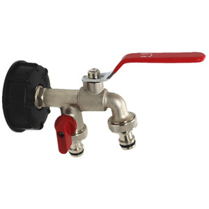 Robinet de jardin double avec raccord d'entrée G1/2 pouce et deux sorties G3/4 pouce, robinets extérieurs à double commande à bille - Product Image 1