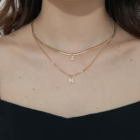 Colliers en acier inoxydable, bijou serpent de 3mm, 26 lettres, 2 modèles, avec initiales en Zircon cubique, bijou minimaliste