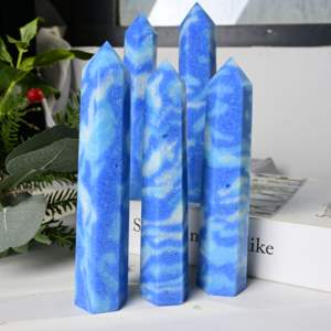 Pierres de guérison en gros, sphère et tour en cristal poli, pierre à veines bleues, pour décoration, cadeau - Product Image 2