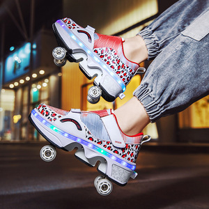 Dingjian Flashing Roller Shoes With Led Lights For Kids And Teens Mesh Material Double Row Wheels Rechargeable - Product Image 2