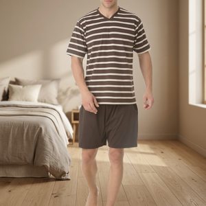 <b>Men's</b> 100% Cotton Yarn-Dyed Jersey <b>Short</b> <b>Pajama</b> <b>Set</b> - Product Image 2