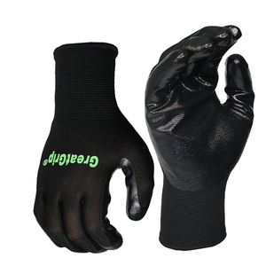 Industry Work Gloves Factory Direct Construction Building <b>Rugged</b> Wear Non-slip <b>Black</b> Coated Nitrile Cut Resistant EN388 - Product Image 1