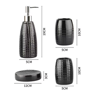 Juego <span class=keywords><strong>de</strong></span> Baño <span class=keywords><strong>de</strong></span> Cerámica <span class=keywords><strong>de</strong></span> 4 Piezas, Dispensador <span class=keywords><strong>de</strong></span> Jabón Moderno Ecológico <span class=keywords><strong>de</strong></span> Lujo, Portacepillos <span class=keywords><strong>de</strong></span> Dientes, Taza, Jabonera, Color Personalizado - Product Image 2