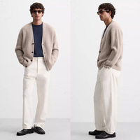 Cardigan en coton 100 % pour homme, tricoté, boutonné, chaud, décontracté, tendance, coupe oversize, respirant, séchage rapide, col en V