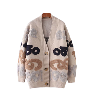 Suéter de punto femenino personalizado de fábrica, cárdigans de otoño e invierno, suéter de punto de moda suelto, chaquetas suaves, Top para mujer - Product Image 1