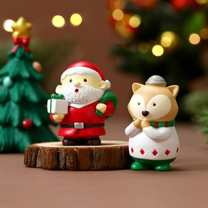 Christmas Figurine Set Resin Craft Decorations Indoor Living Room Santa Snowman Animal Ornaments - Product Image 3