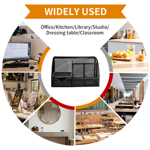Organiseur de Bureau en Maille Métallique Noir de Haute Qualité à 7 Compartiments avec Support à Stylos et Tiroir de Rangement - Product Image 5