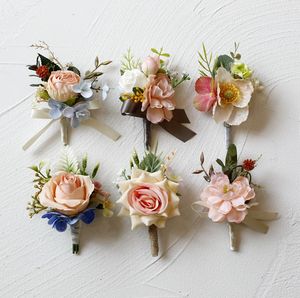All'ingrosso sposa sposo matrimonio festa del ballo di fine anno del fiore artificiale colore Champagne serie spilla spalla fiore fiore corpetto fiore - Product Image 1