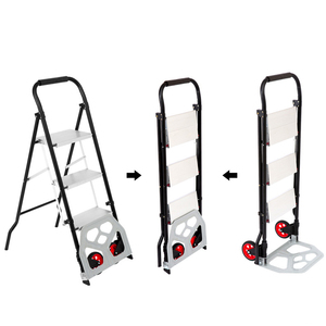 Carrito de escalera Deliladder, carro de carga multifunción de mano con carro de compras móvil de aluminio plegable con plataforma - Product Image 2