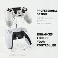 Support de Rangement pour Manette de Jeu en Acrylique Transparent à 2 Niveaux, Support de Bureau avec Écran pour Casque, Étagère de Rangement pour Jeux