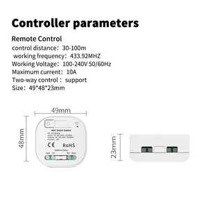 SIXWGH <span class=keywords><strong>Mini</strong></span> interruptor inteligente RF433 Control remoto autoalimentado Cuadrado Esquina redonda 10A 100-240V AC para control <span class=keywords><strong>de</strong></span> iluminación inalámbrico - Product Image 2