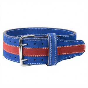 Cinturones de Levantamiento de Pesas de Cuero de Gamuza Azul y Rojo, Resistentes, con Hebilla Antideslizante, Soporte Central, Equipo de Entrenamiento - Product Image 1