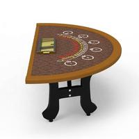Table de Blackjack en bois massif de luxe YH à 7 places, de forme semi-circulaire, conforme aux normes des casinos, avec plateau pour jetons dorés