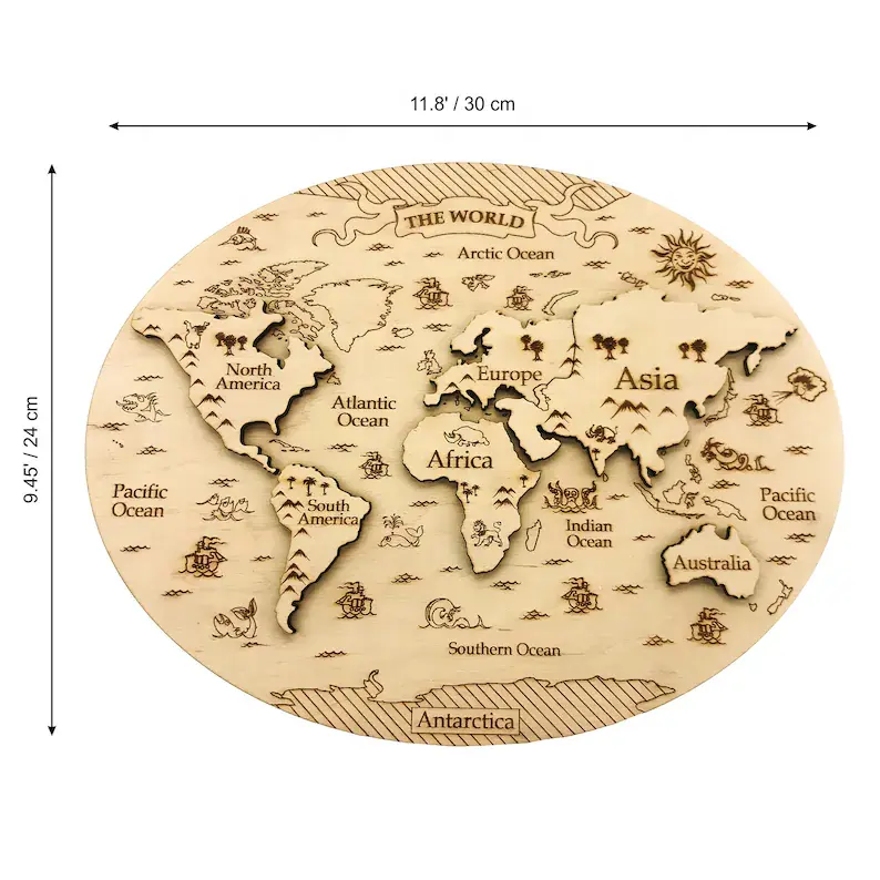 لعبة أوروبا والمحيطات المشار إليها بالليزر للأطفال والكبار، ديكور منزلي ريفي هدية تعليمية لخريطة العالم