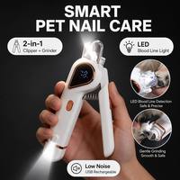 Cortauñas Eléctrico 2 en 1 de Lujo Furrivo con Luz LED para Detección de Vascularización, Bajo Ruido, Recargable por USB para Perros y Gatos