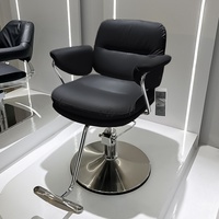 Fauteuil de Barbier Haut de Gamme en Acier Inoxydable, Style Moderne et Minimaliste pour Salons de Coiffure - Chaise de Coiffage Inclinable à Hauteur Réglable, Tendance et Élégante