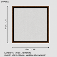 Cadre flottant en bois foncé 30x30cm, toile de coton et lin vierge 420 GSM tendue et prête à accrocher pour la peinture, vente en gros