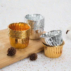 Gold Silver Paper Cake Cups 50 Pieces Coated Rolled Edges Baking Muffin Liners Chiffon Cupcake Mold - Product Image 2