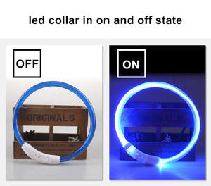 USB 충전식 조명 깜박이 led 애완 동물 고양이 개 칼라 품질 광섬유 소재 - Product Image 5