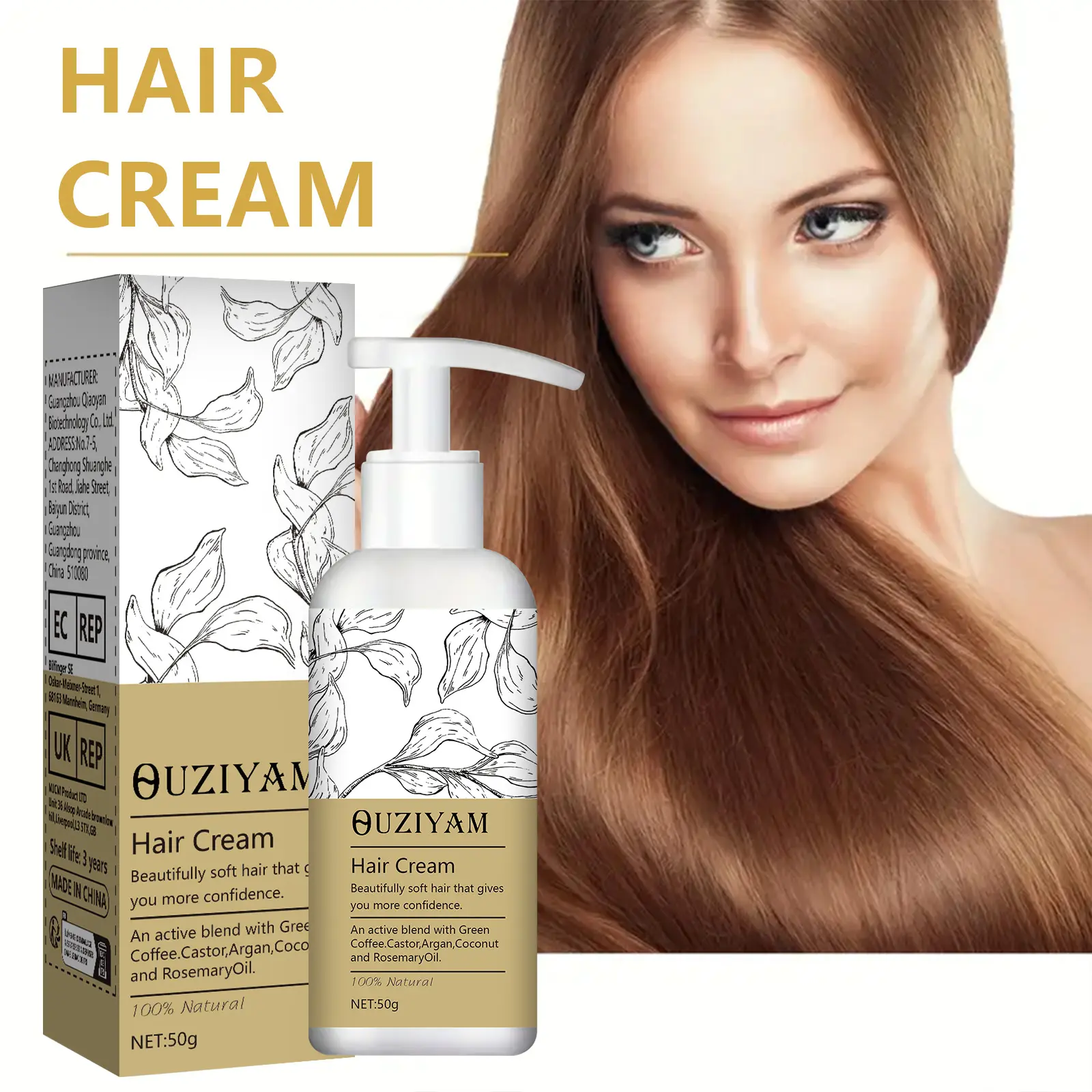 Nuova cura dei capelli, idratante e riparante crema per capelli liscia e adatta per capelli ricci e crespi che devono essere tirati