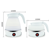 Ketel teh lipat berpergian, teko silikon air s kompresi, anti bocor portabel Mini 600ml rumah tangga