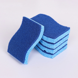 Éponge de nettoyage en pulpe de coton de type S à 2 couches, bleue, sûre pour plusieurs surfaces, pour la vaisselle et la cuisine - Product Image 3